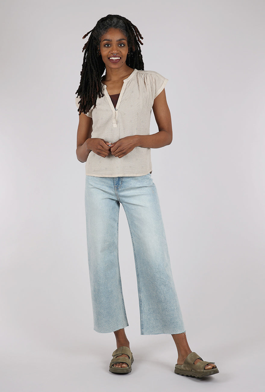 Dolma Pucker Tonal Dot Top, Ivory