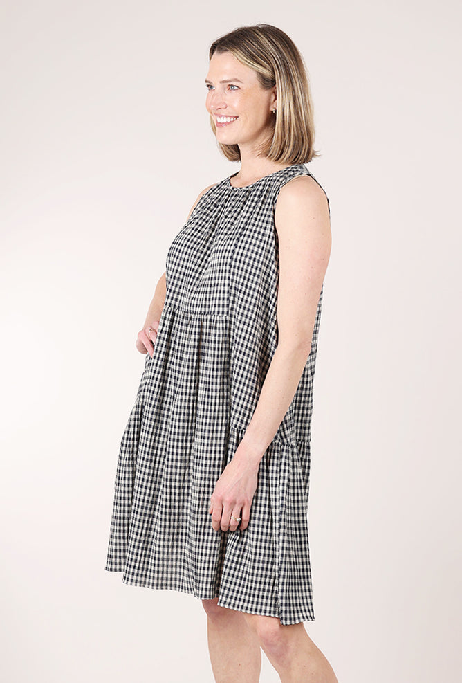 Grade & Gather Gingham Panel Dress, Midnight