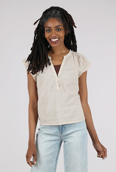 Dolma Pucker Tonal Dot Top, Ivory