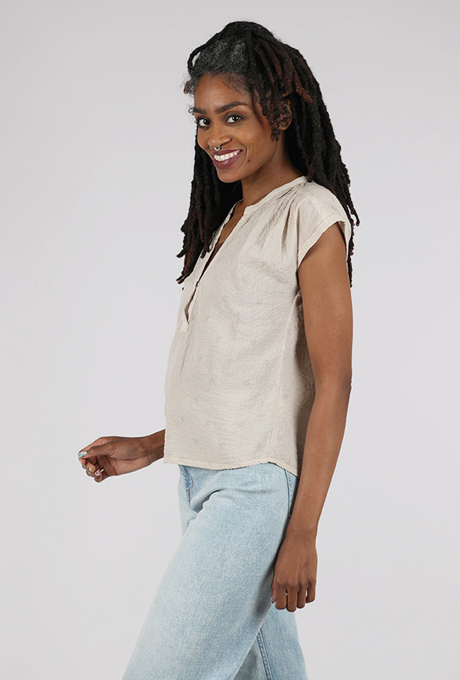 Dolma Pucker Tonal Dot Top, Ivory