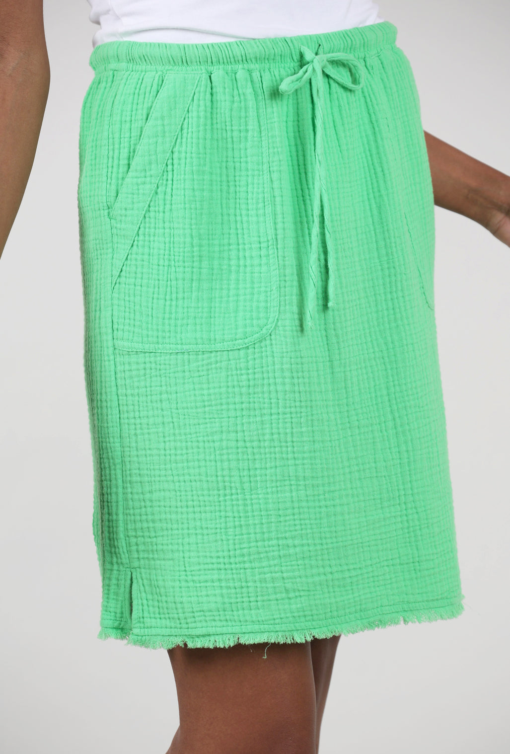 Pure Amici Cotton Gauze Short Skirt, Emerald