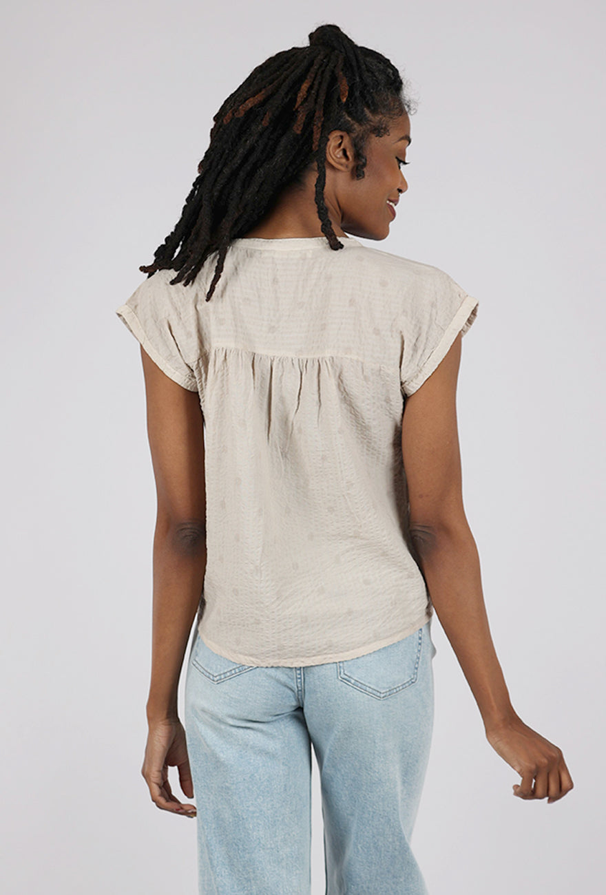 Dolma Pucker Tonal Dot Top, Ivory