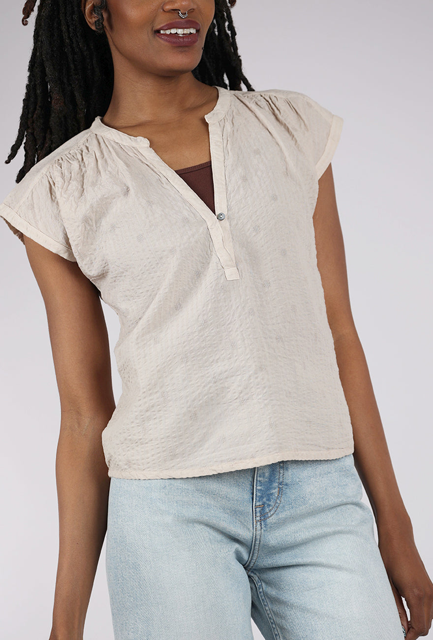 Dolma Pucker Tonal Dot Top, Ivory