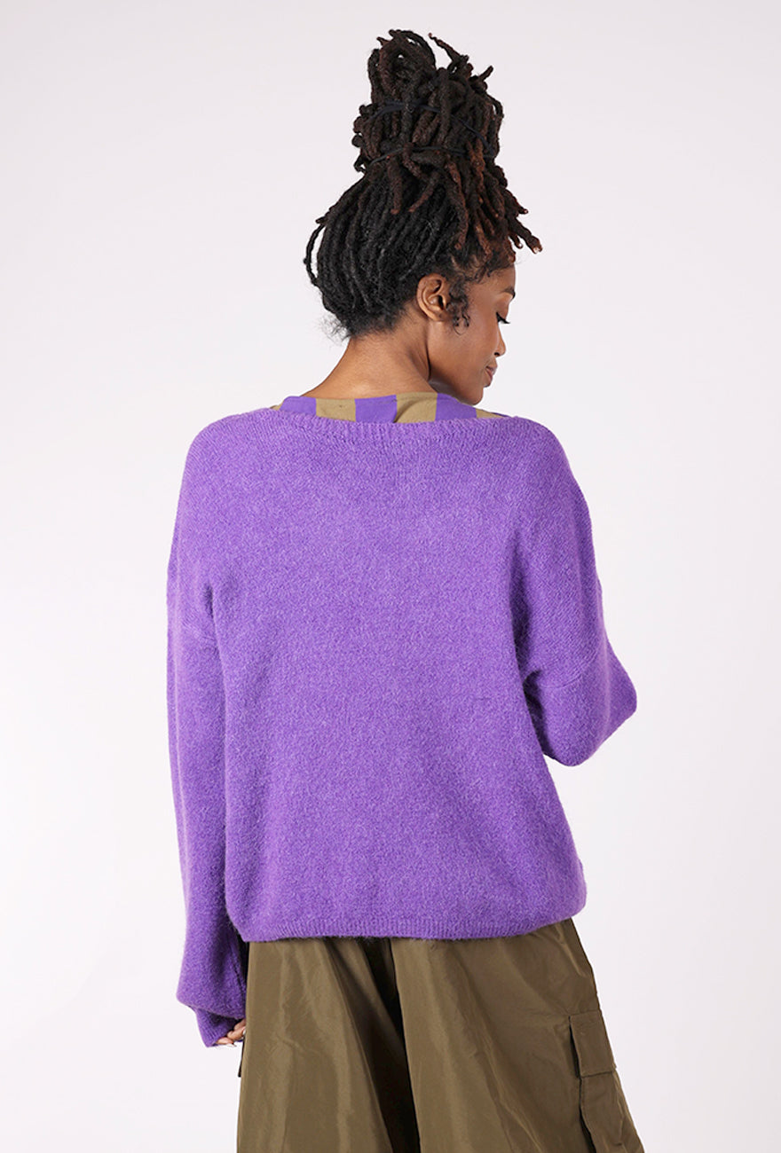 Alembika Slouchy Grandpa Cardie, Purple