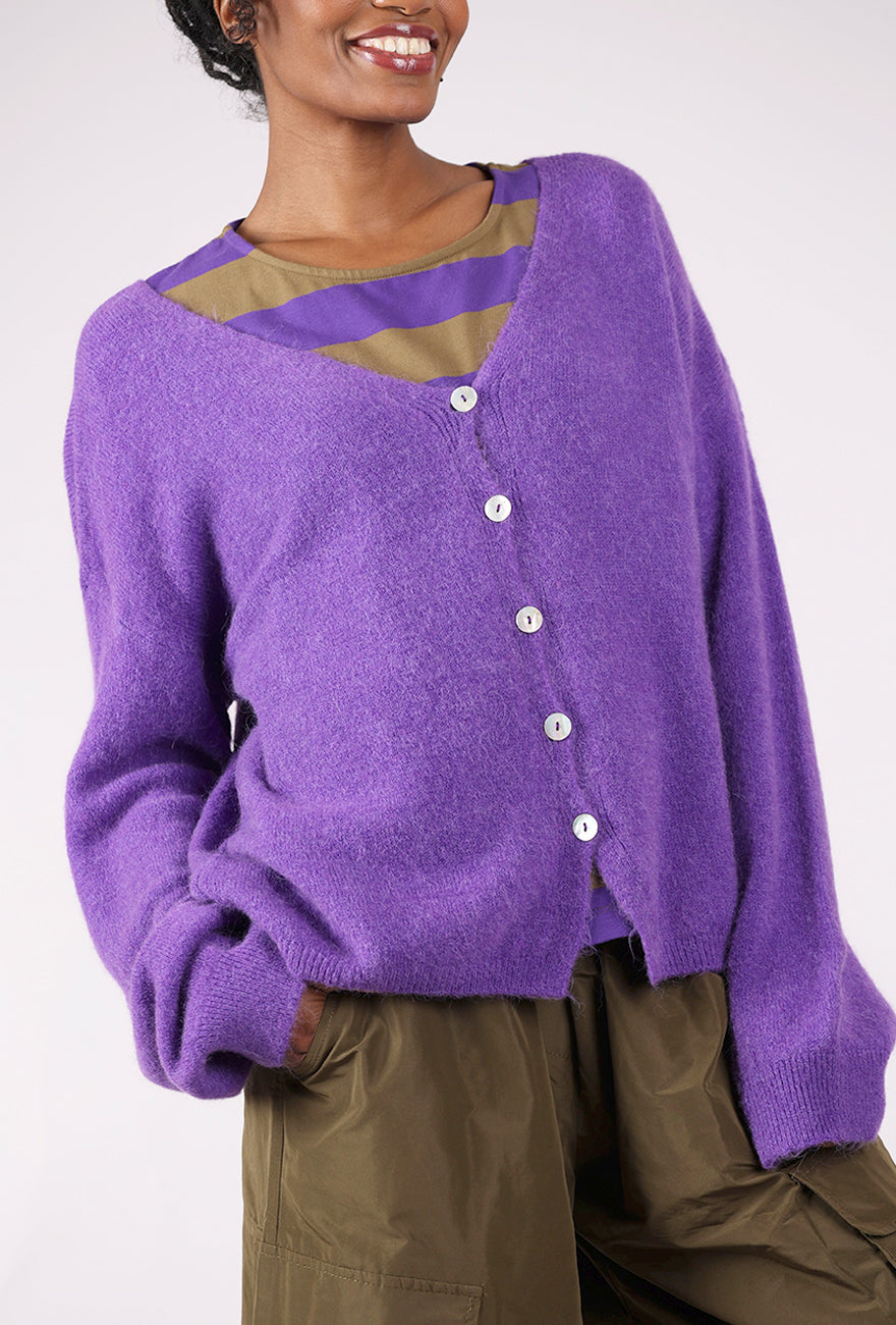 Alembika Slouchy Grandpa Cardie, Purple