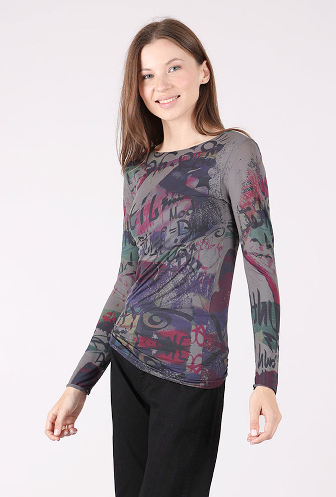 AMB Designs Raw Edge Second Skin Top, My Way/Black Pearl