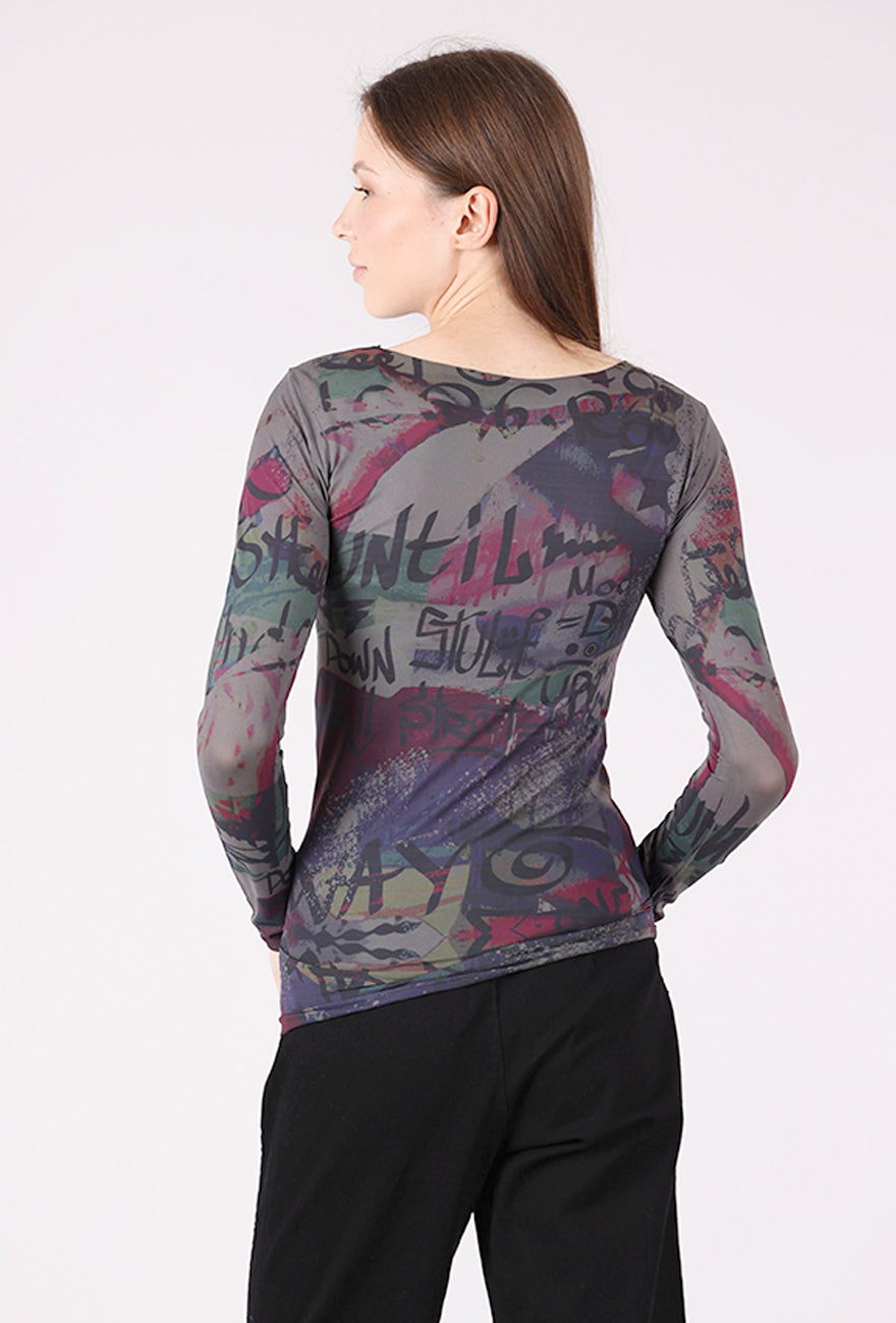 AMB Designs Raw Edge Second Skin Top, My Way/Black Pearl