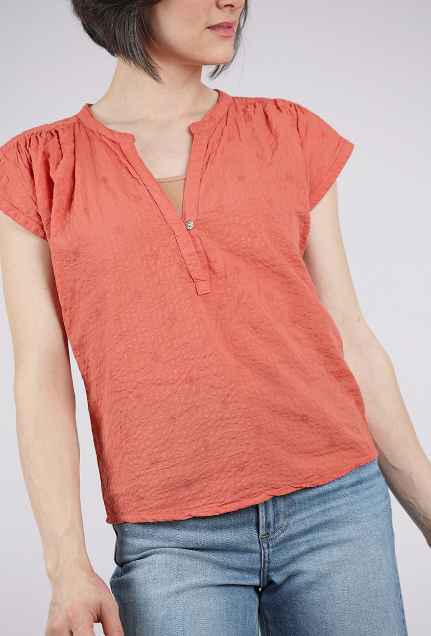 Dolma Pucker Tonal Dot Top, Rust