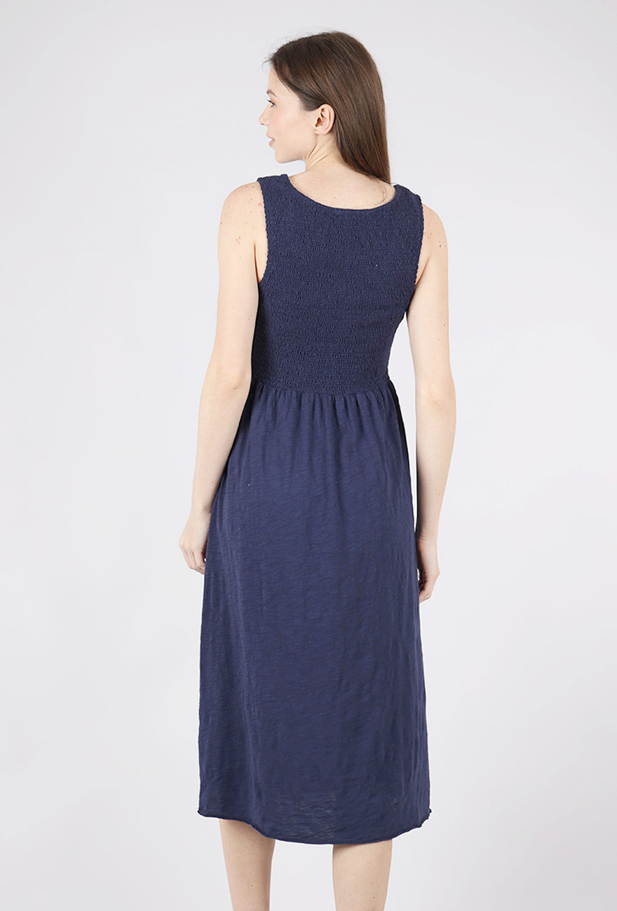 Mododoc Smocked Tank Midi Dress, Navy