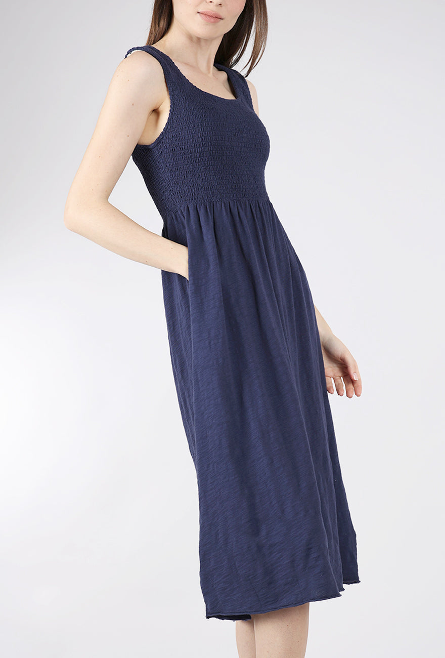 Mododoc Smocked Tank Midi Dress, Navy
