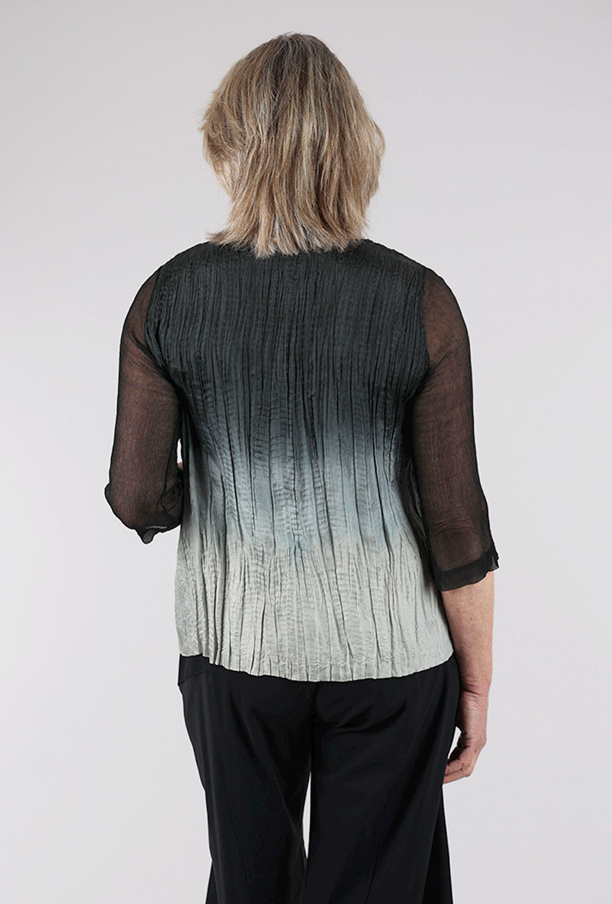 Viviana Uchitel Sheer Sleeve Silk Blouse, Black to Gray