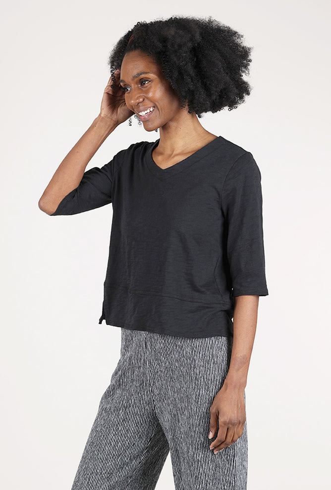 Habitat Cotton Pebble Elbow-Sleeve Tee, Black