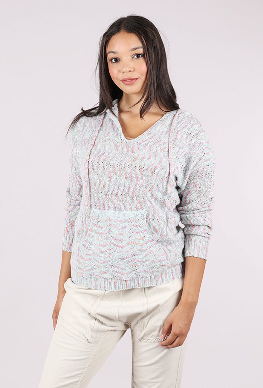Mystree Mixed Chevron Hoodie Sweater, Blues