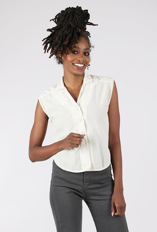 Prairie Underground Foxes Blouse, Oyster Stripe