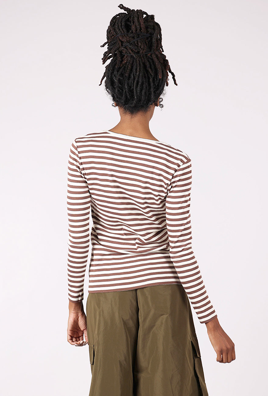 By Basics Organic Cotton Stripe Tee, Chestnut/Raw White