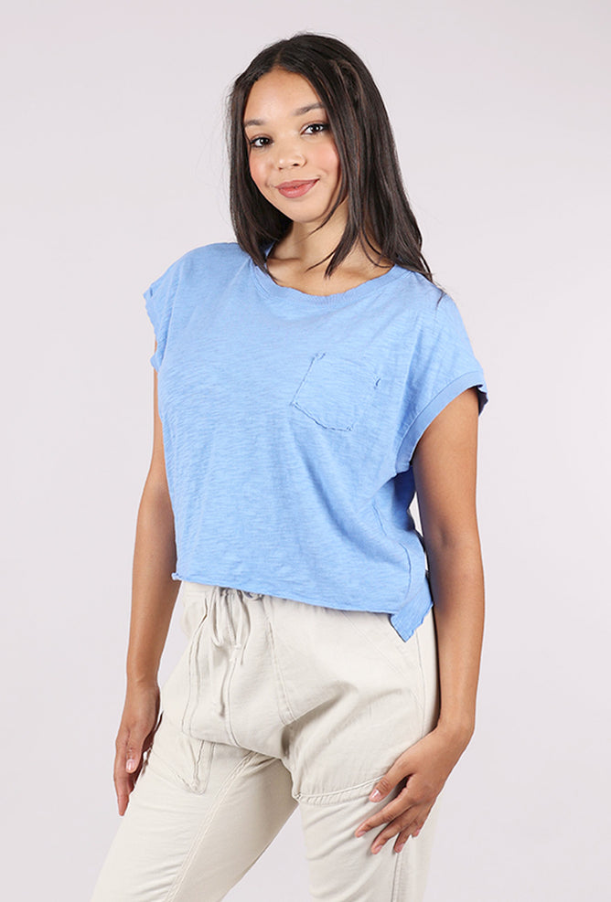 Mododoc Short Dolman Step Hem Tee, Ocean