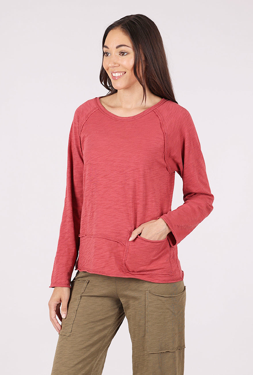 Escape by Habitat Cotton Slub Pocket Pullover, Garnet