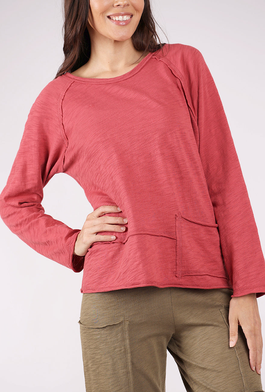 Escape by Habitat Cotton Slub Pocket Pullover, Garnet