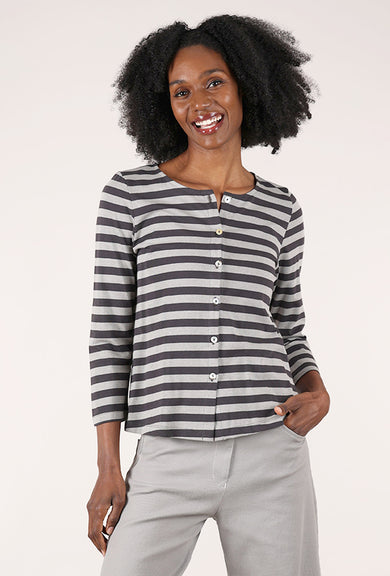 Alembika Slim Stripe Jersey Cardie, Gray