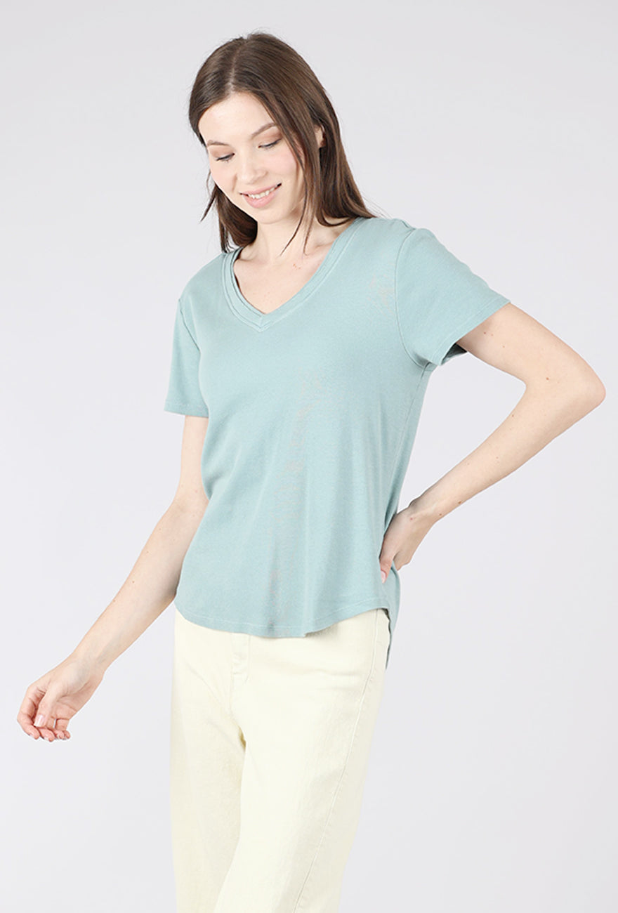 Mododoc S/S Open Vee Easy Tee, Gris Mist