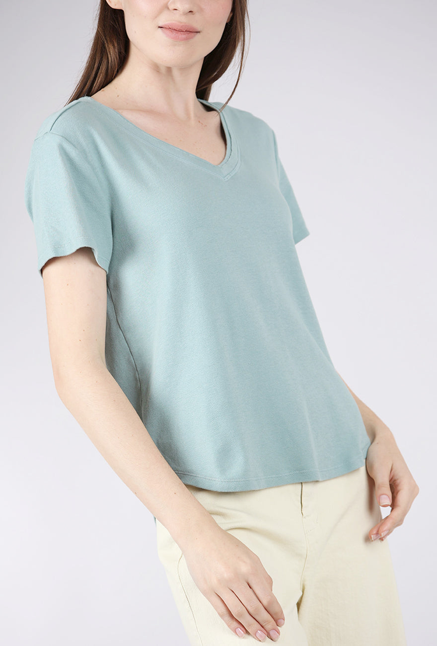 Mododoc S/S Open Vee Easy Tee, Gris Mist