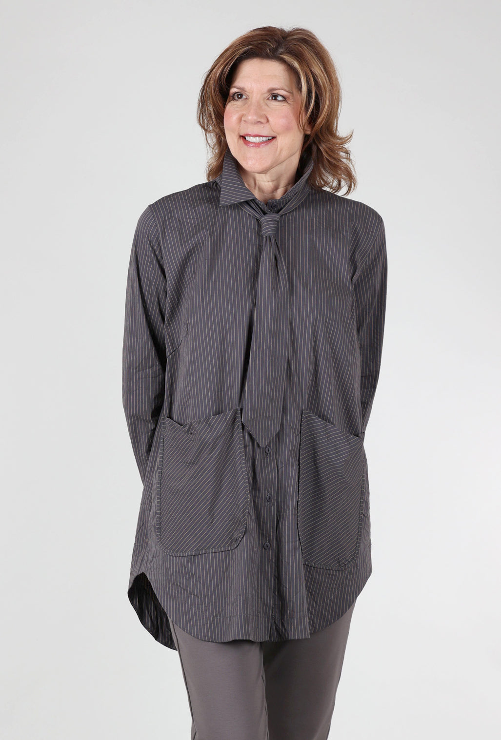 Gershon Bram Grenada Top, Gray/Khaki