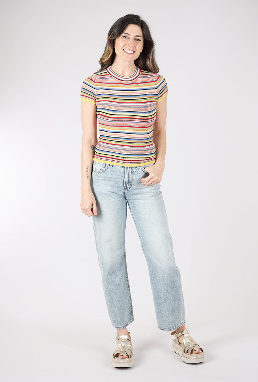 Pistola Selene Sweater Tee, Multi Red Stripe