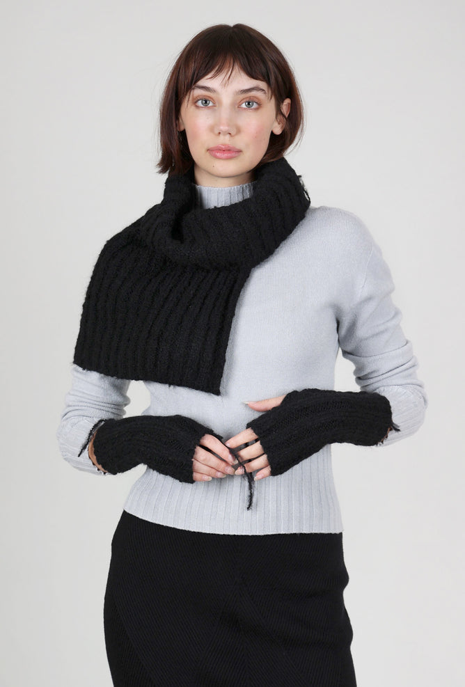 Studio B3 Lifs Rib Knit Wrist Warmers, Black
