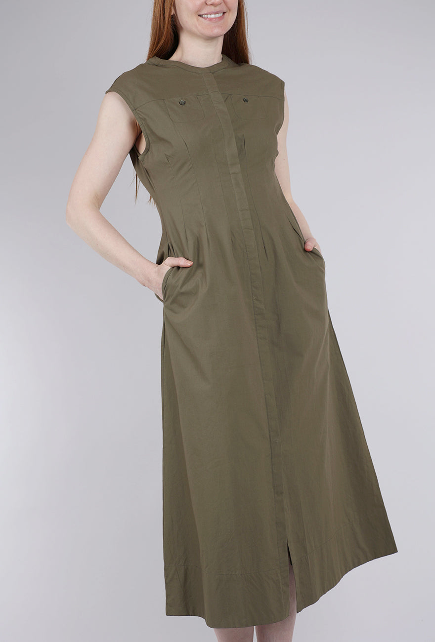 Lilla P S/L Seamed Midi Dress, Kelp