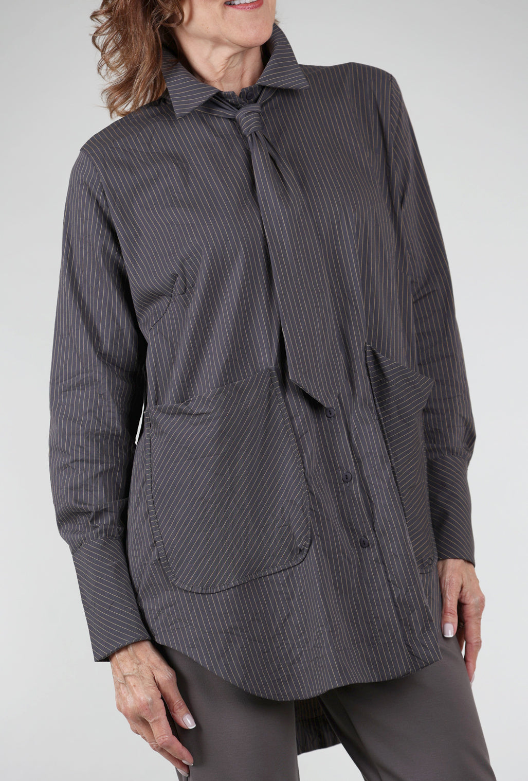 Gershon Bram Grenada Top, Gray/Khaki