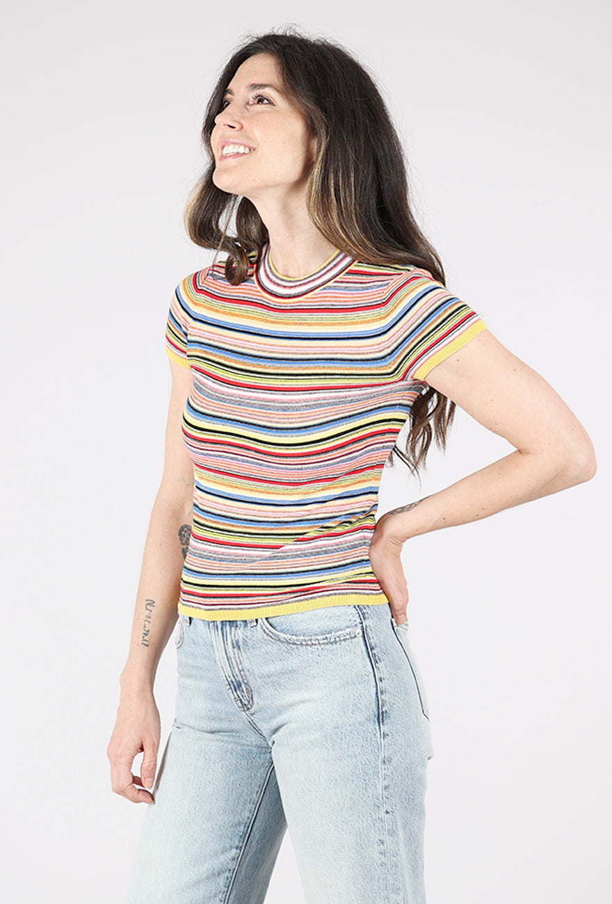 Pistola Selene Sweater Tee, Multi Red Stripe