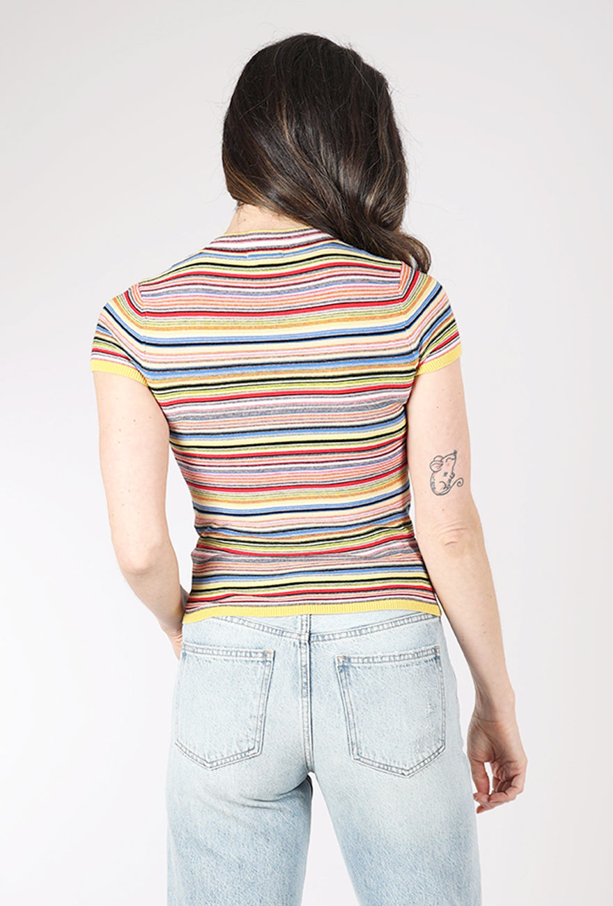 Pistola Selene Sweater Tee, Multi Red Stripe