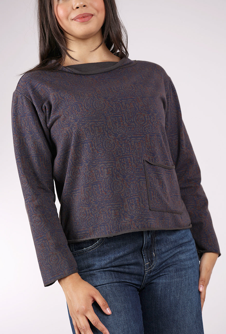 Prairie Cotton Overdye Rollneck Top, Graphite