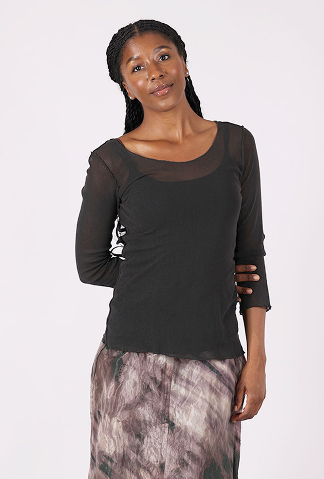 Porto Diva Mesh Tee, Espresso