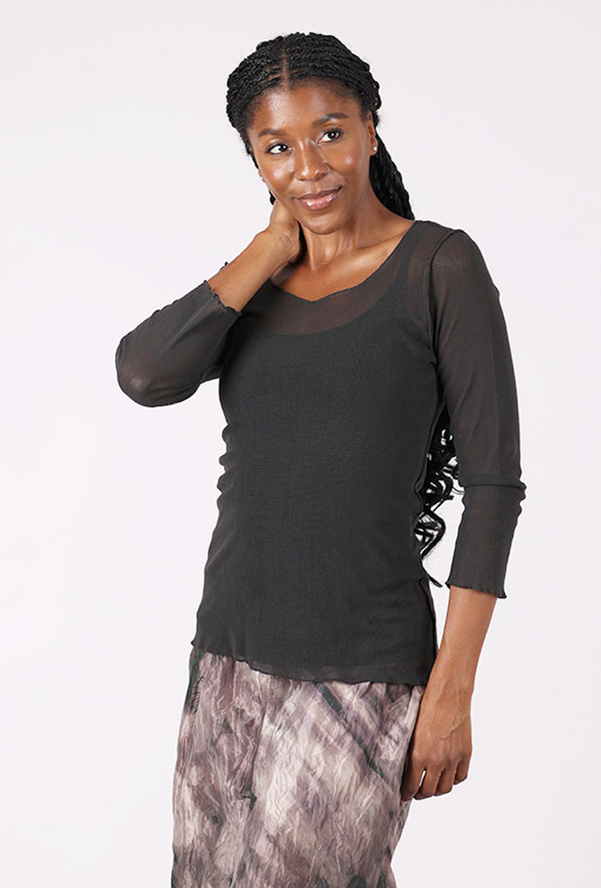 Porto Diva Mesh Tee, Espresso