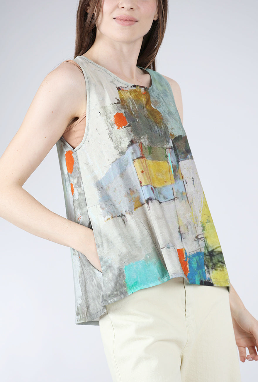 3 Potato Essential Print Tank, Gold/Sage