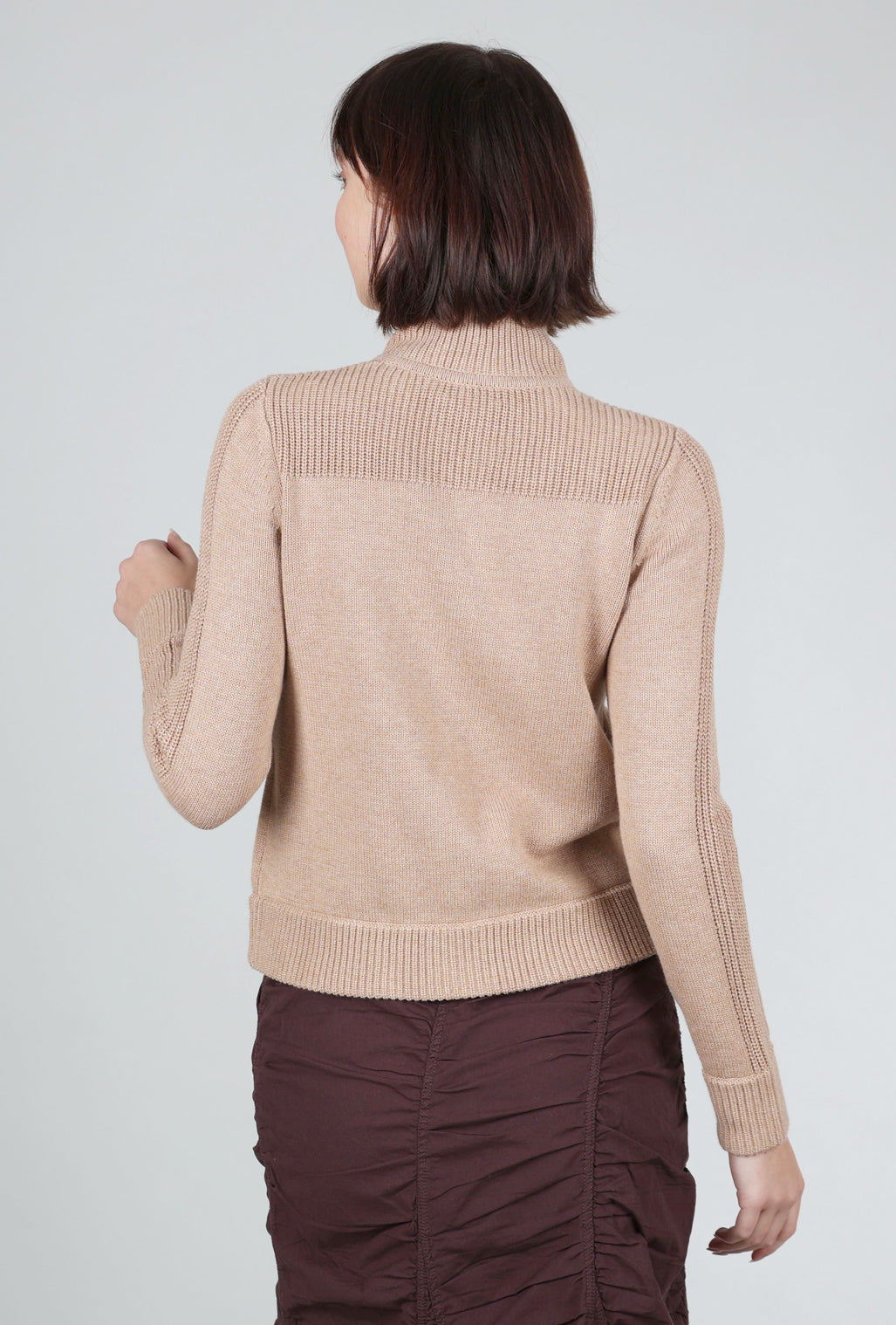 Kinross Cashmere Cotton Cargo Cardie, Camel