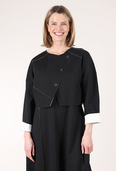 Luukaa Double Face Cropped Jacket, Black