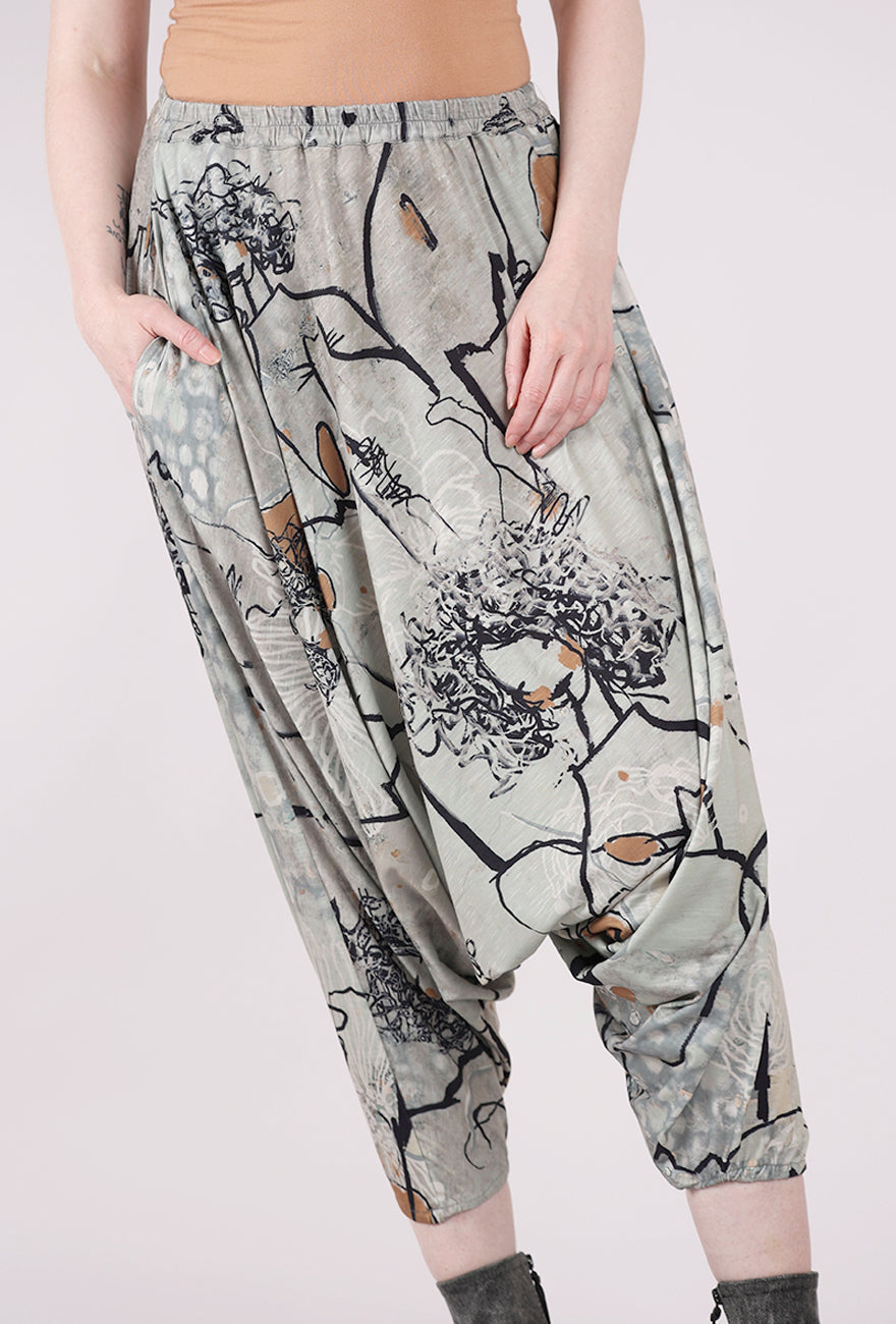 3 Potato Knit Harem Pant, Sage/Camel/Black