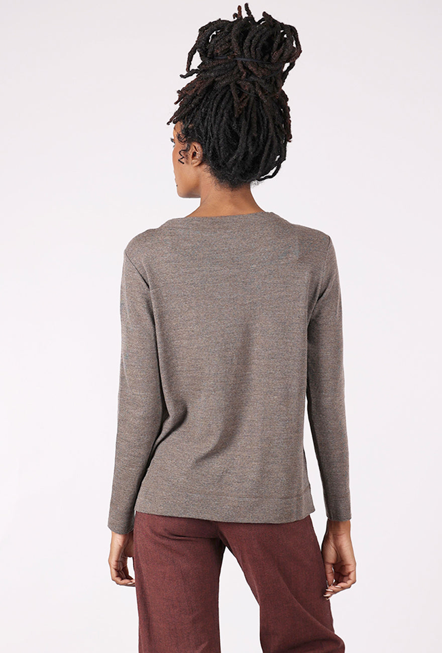 By Basics Ringer Neck Merino Wool Pullover, Earth Melange