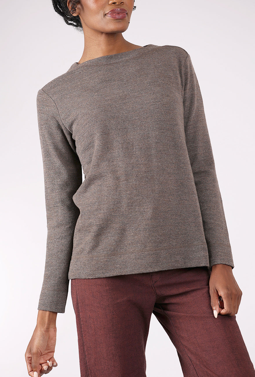 By Basics Ringer Neck Merino Wool Pullover, Earth Melange