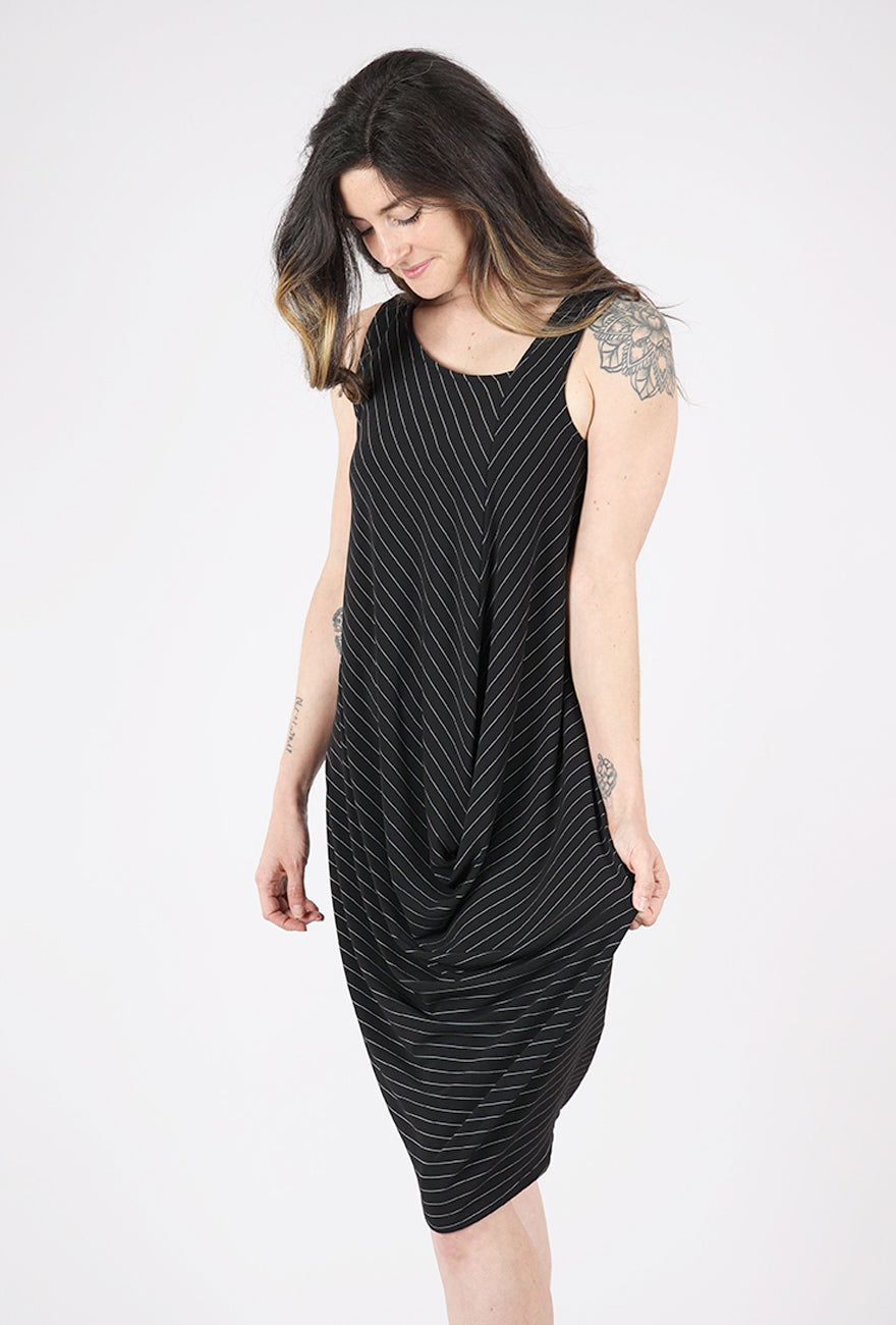 Chalet Violet Stripe Dress, Black