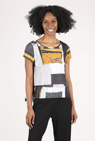 Olivia by Habitat Arthouse Knits Picasso Cap-Sleeve Tee, Neutral