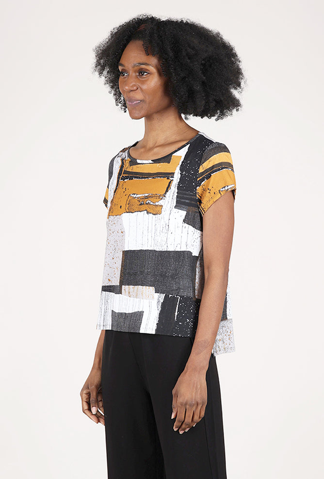 Olivia by Habitat Arthouse Knits Picasso Cap-Sleeve Tee, Neutral