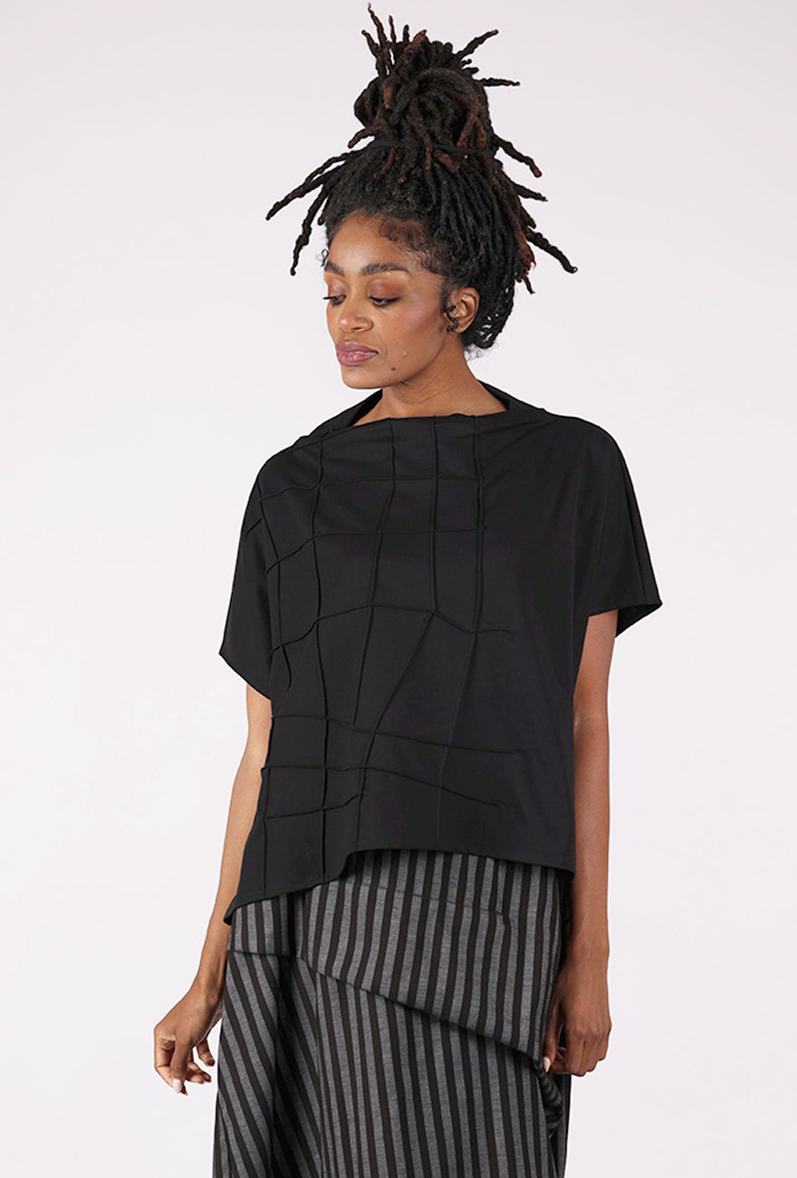 Moyuru Cobweb Seams Top, Black