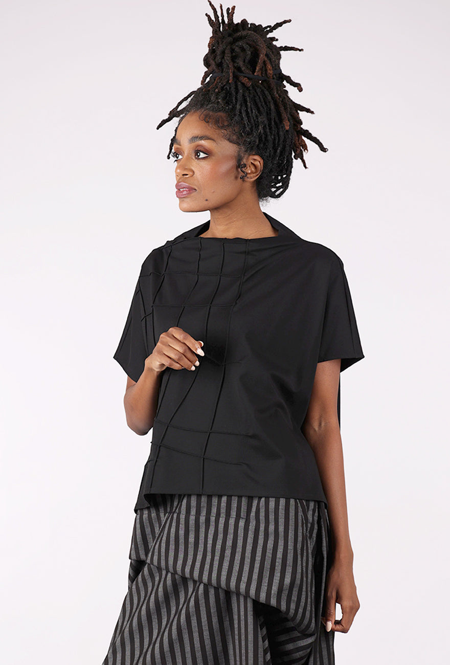 Moyuru Cobweb Seams Top, Black