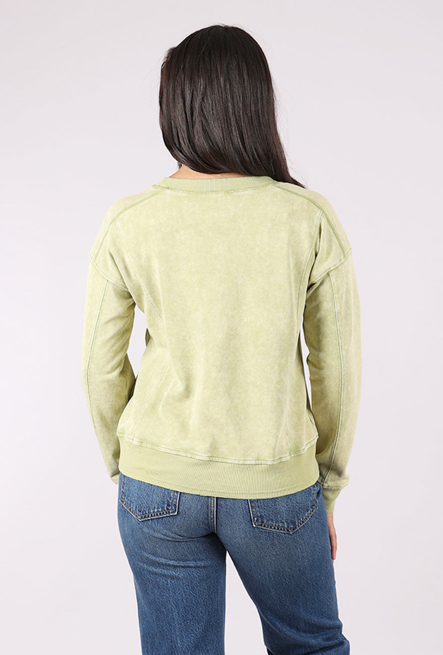 Mystree Garment Wash Sweatshirt, Light Green