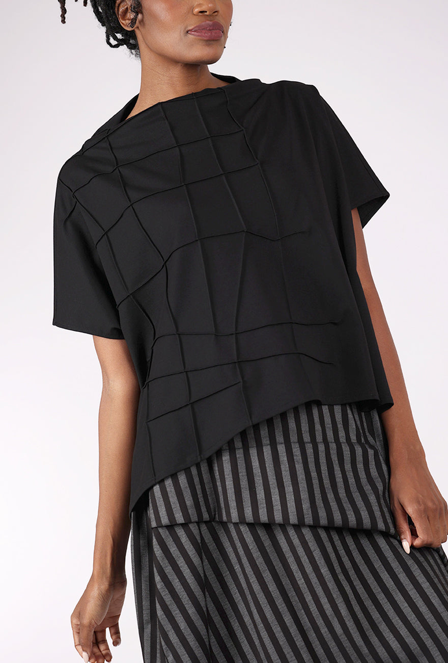 Moyuru Cobweb Seams Top, Black