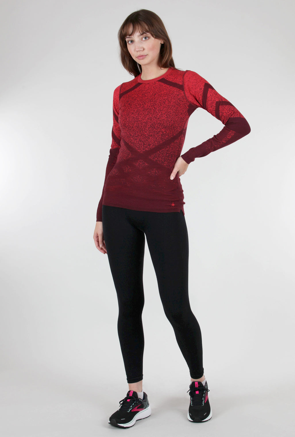 Smartwool Intraknit Thermal Pattern Crew, Black Cherry/ Scarlet