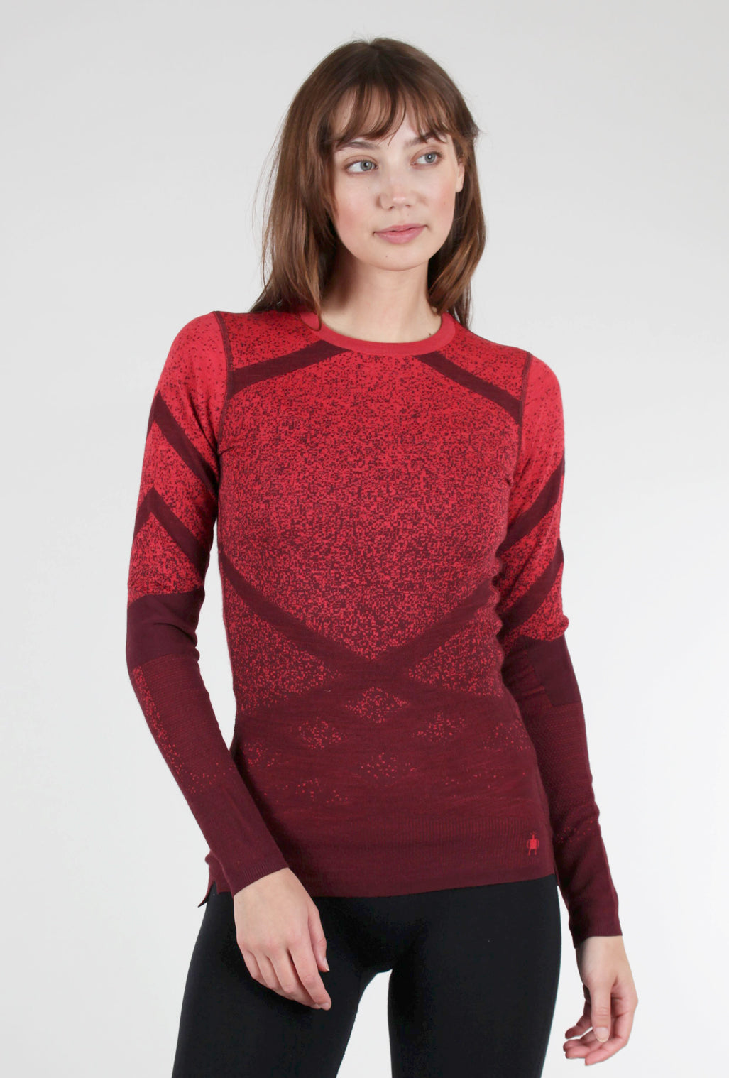 Smartwool Intraknit Thermal Pattern Crew, Black Cherry/ Scarlet